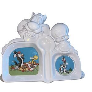 90s Vintage Bugs Bunny Sylvester Tweety Kids Divided Dish Plate Melamine Likenew